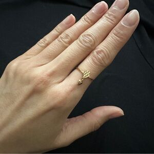 18K Rose Gold ring with heart shape charm/ Size 51
